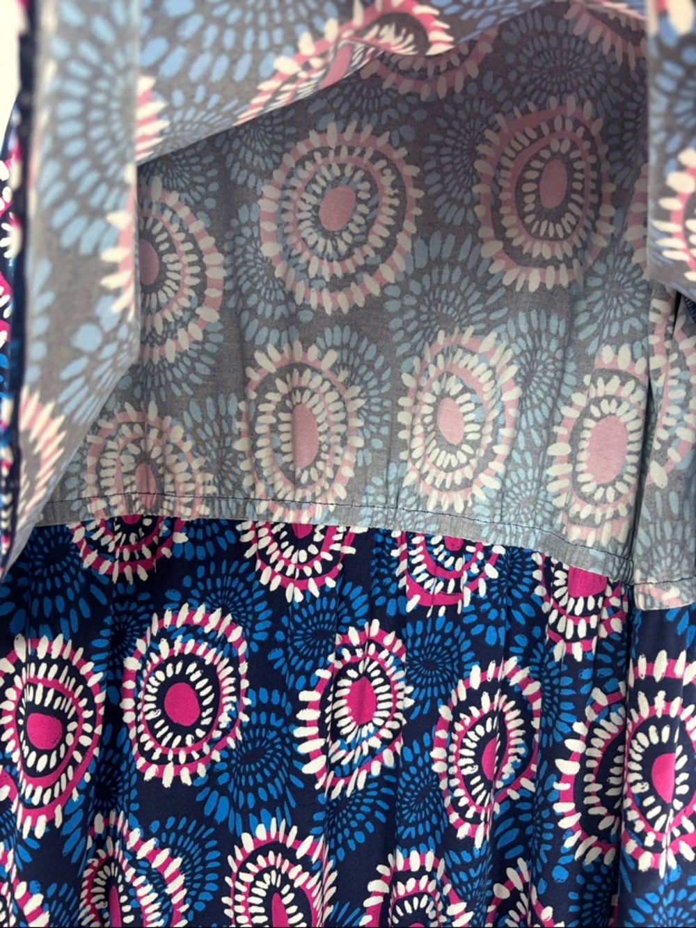 Hatley Blue Pink Geometric Print Sleeveless Dress Size XL Boho Tassel Summer - Picture 5 of 14